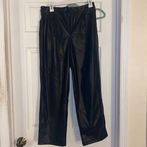 Black faux leather high waisted trouser NWOT